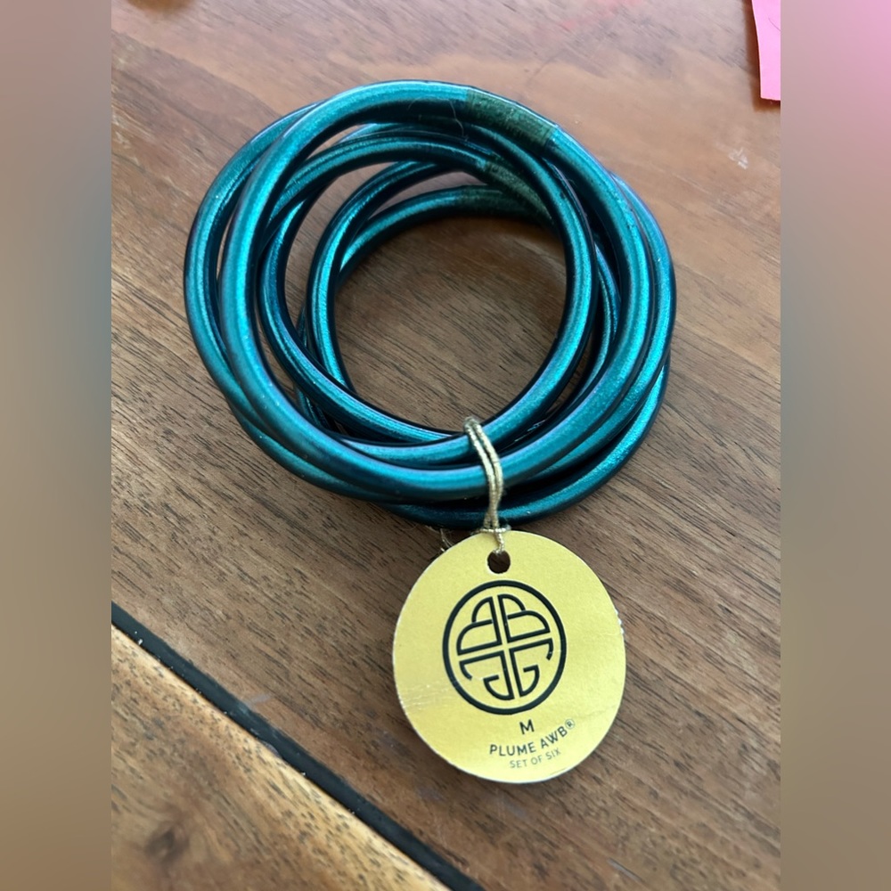 BudhaGirl plume teal bangle bracelets (6)